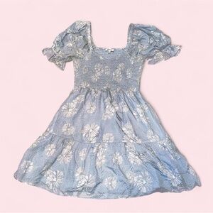 Silk Cottagecore Floral Blue Puff Sleeve Milkmaid Madewell Dress